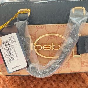 Bebe Black and Cream Crossbody Bag